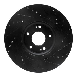 Kia Sedona Brake Rotor (1) - Front Left - R1 Concepts - Drilled & Slotted - Black - `15-`21